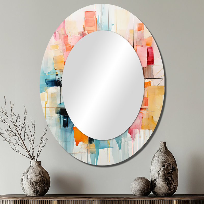 Collage Rhythms I - Miroir mural moderne ovale, 40 po x 30 po