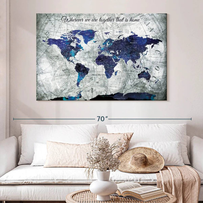 Wherever We Are I Push Pin World Milstead, 34" H x 51" W
