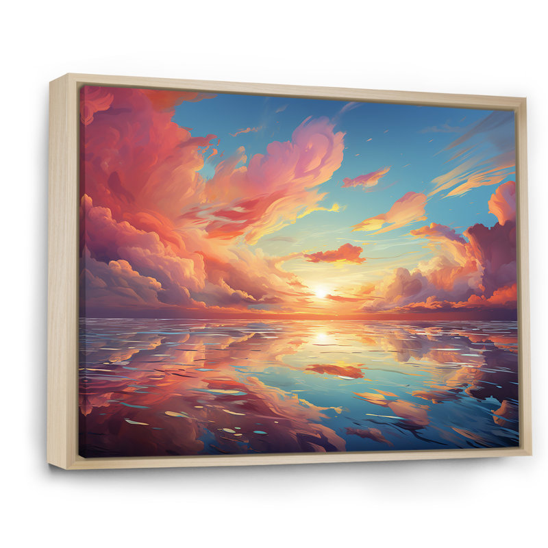 Neo Impressionism Infused Sky Reverie Canvas Art in Maple Frame