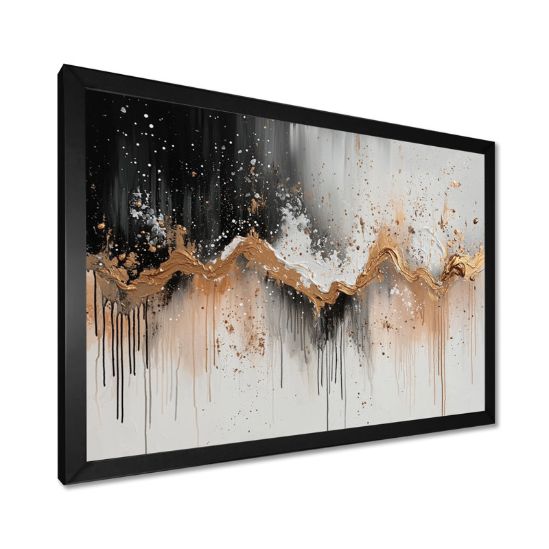 Peinture abstraite crème Pulse émotif II - Peinture abstraite, art mural, H 16 po x l 32 po, Cadre de photo unique