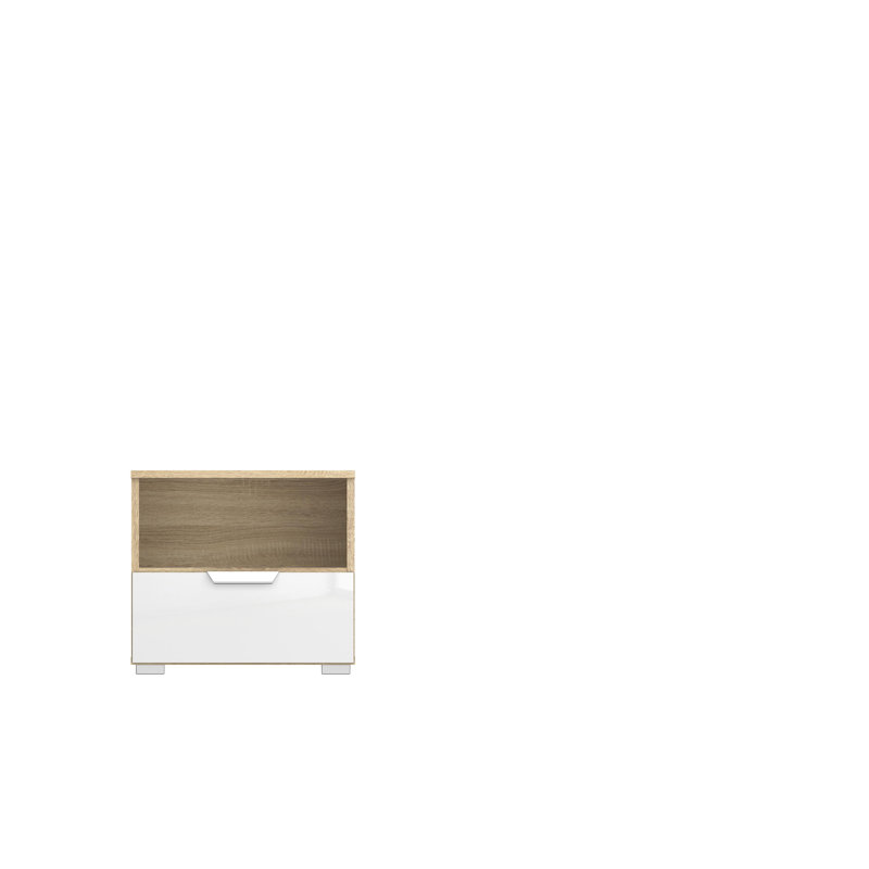 Aditio 1 Drawer Bedside Table, Oak sonoma/High-gloss white