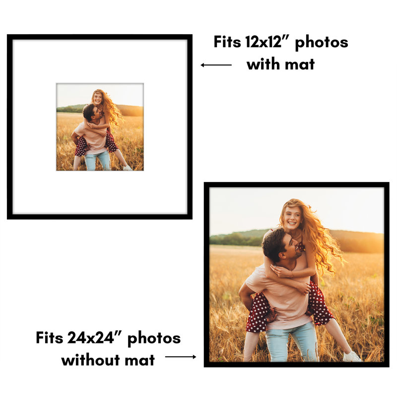 Picture Frame with Oversized Mat - Gallery-Style Frames for Photos or Artwork - Multiple Sizes, 12" x 12", 24" x 24"