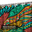 Rideau de douche imperméable à motif floral abstrait à motif de feuilles avec 12 crochets-1358137387
