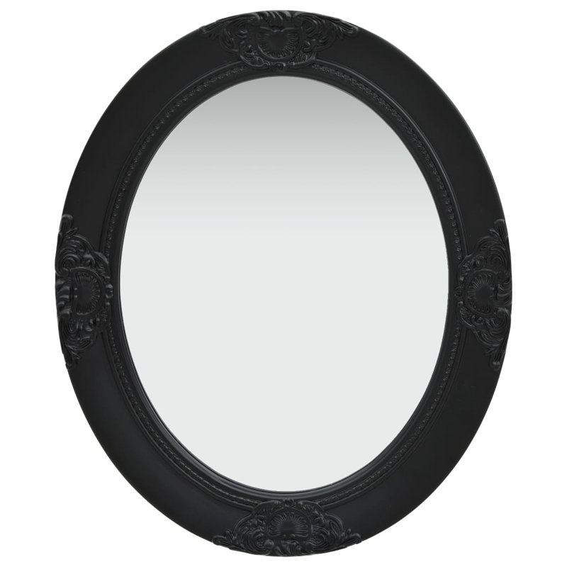 Cann Wood Oval Wall Mirror, Black, 60cm H x 50cm W