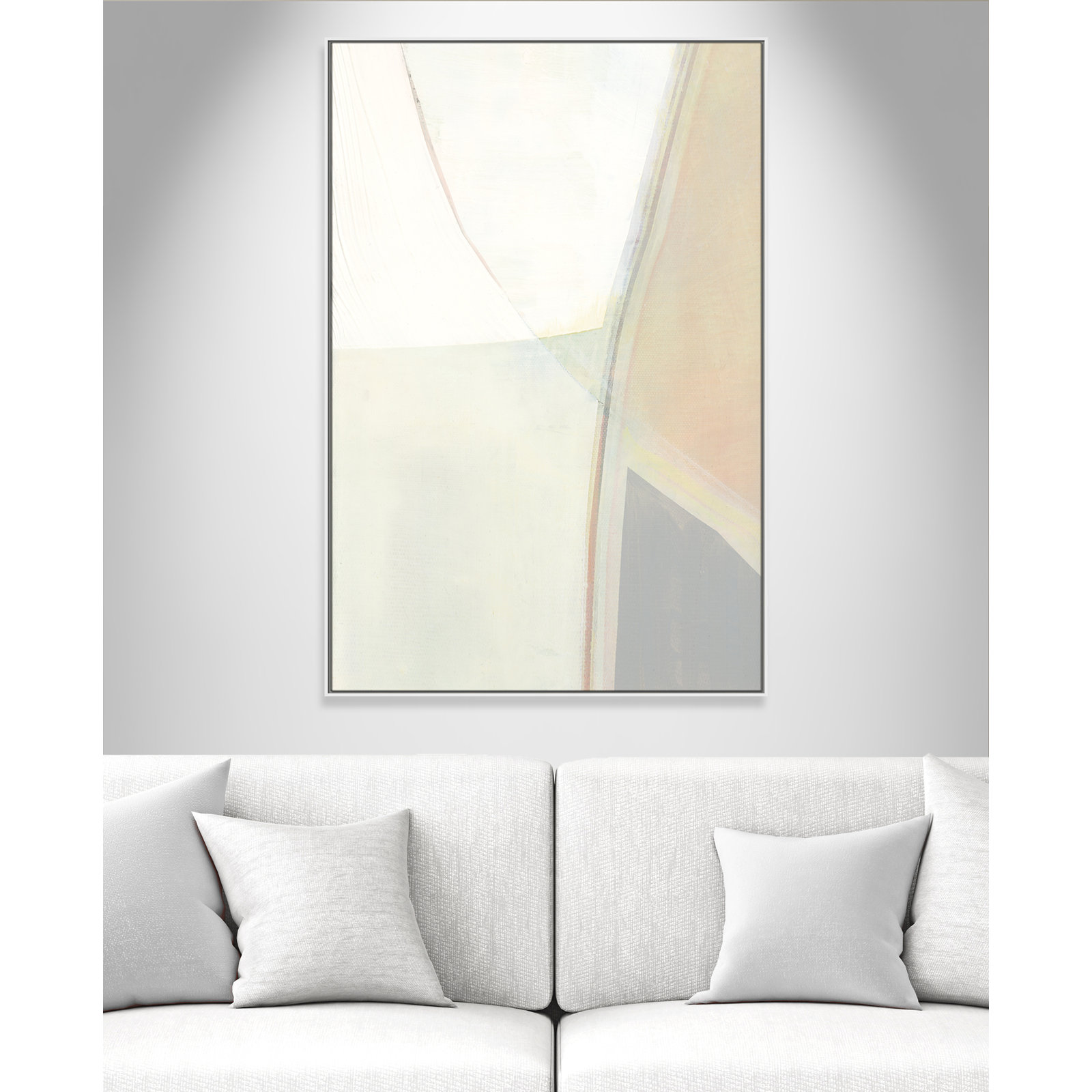 Alexandria "In Neutral II" Painting by Cartissi, White Framed Canvas, 61.5" H x 41.5" W x 2" D