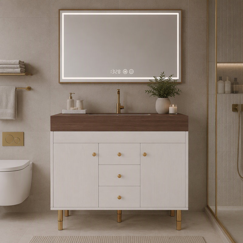 Freestanding Standard Free Standing Single Double Single Vanity Bathroom Vanity With Stone Top