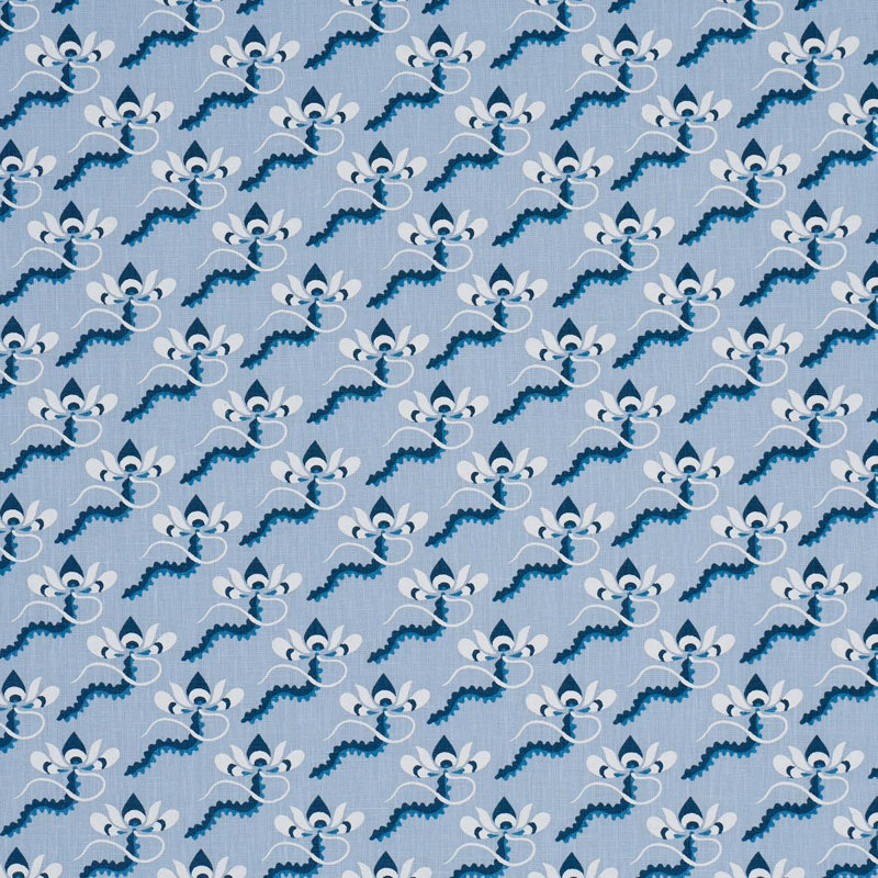 Tissu arc-en-ciel Schumacher X Laura Gonzalez Bombay, Bleu