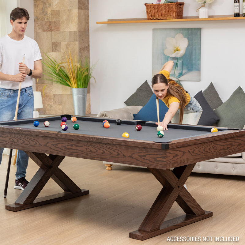 Dunhill 87-Inch Rustic Wood Pool Table with Accessories