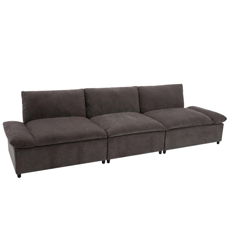 Comfortable Three-Seater Sofa with Dual Storage Units for Various Spaces, Gray