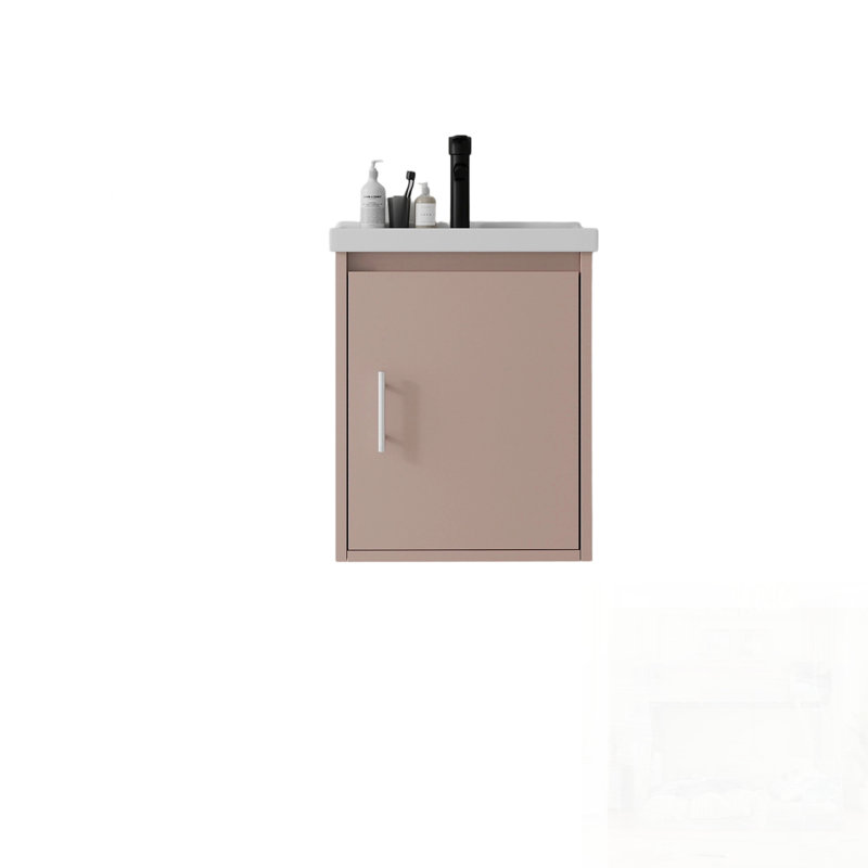 Meuble-lavabo flottant avec lavabo, porte à fermeture en douceur, lavabo en céramique, contreplaqué, Pink, 16" W