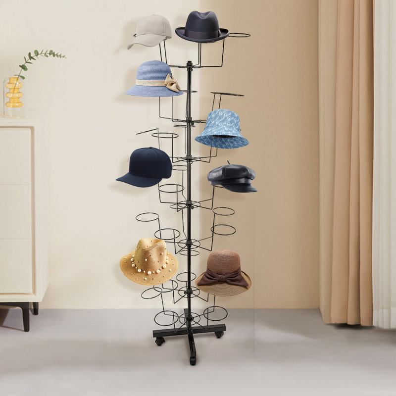 Présentoir à chapeaux rotatif 7 couches Aulbree, Noir