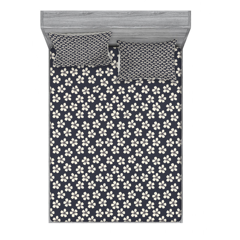 Ensemble de draps à motif floral, Ensemble de draps pour lit double avec un drap-hou