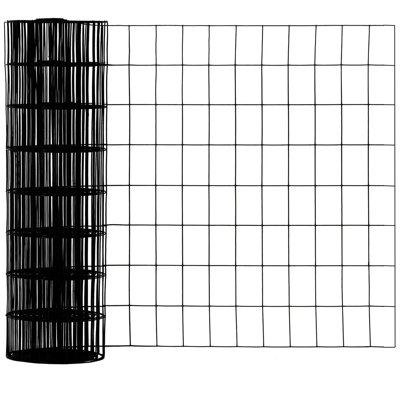 36" x 50ft Black Vinyl Coated Welded Wire Mesh Fence 16Ga Metal Hardware Cloth 2" x 3" Mesh for Garden Plant Fencing 1 Piece