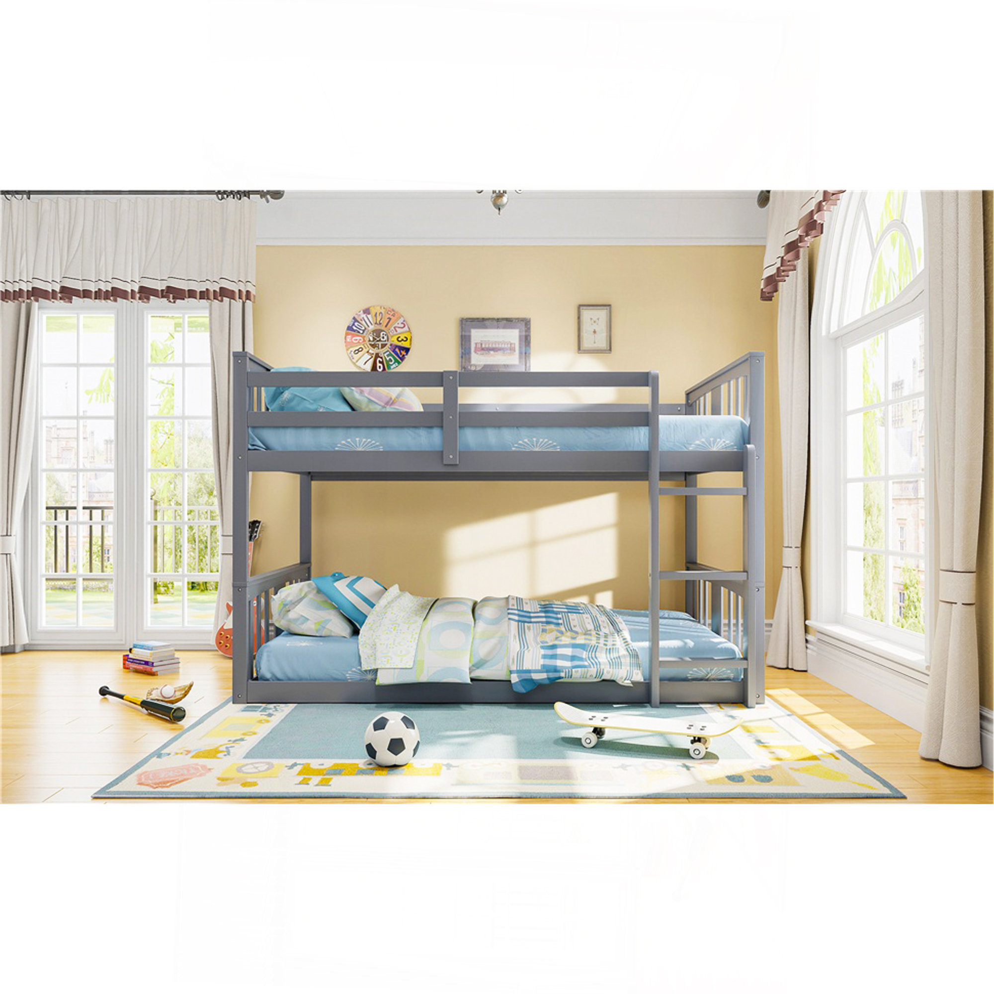 Latitude Run® Twin Over Twin Bunk Bed With Ladder, Grey - Wayfair Canada