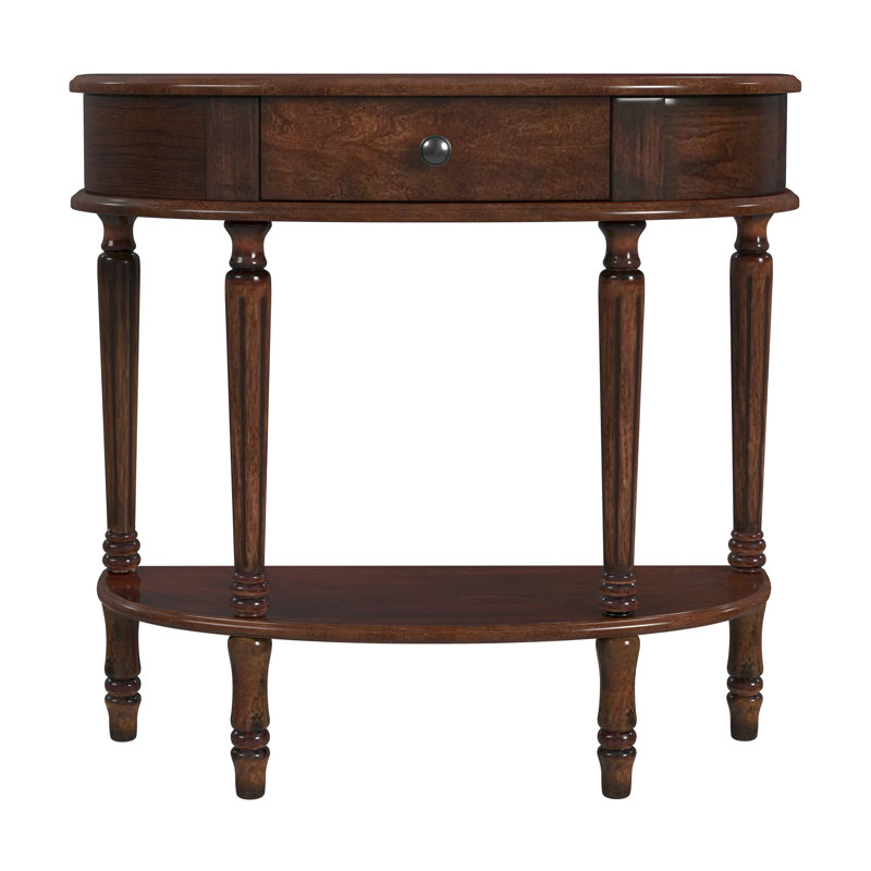 Mozart Demilune Console Table with Storage, Dark Cherry