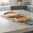Set of Two Brown Round Solid Wood Serving Trays With Handles