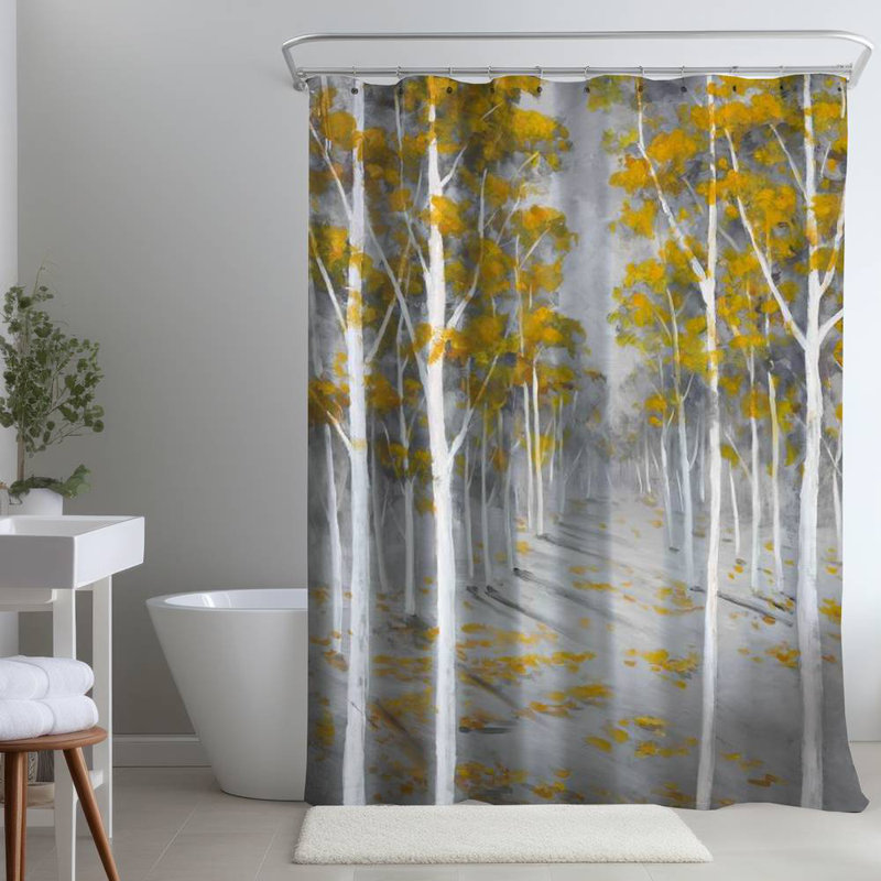 Floral – Polyester Shower Curtain, Dye Sublimation Print, 71" W × 74" L