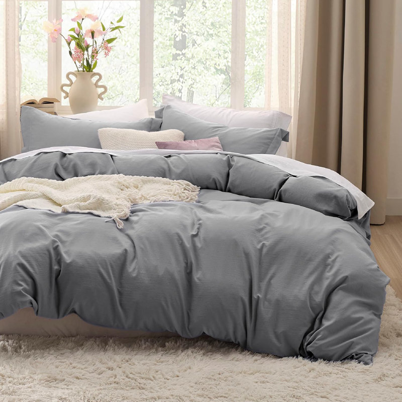 Bedsure Super Soft Prewashed Duvet Cover Set GentleSoft™️, Queen Duvet Cover + 2 Pillow Shams, Bronze Green Floral