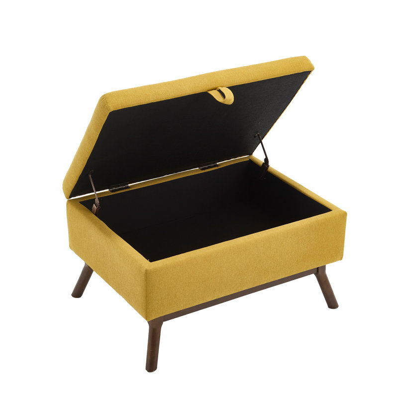Storage Coffee Table,Ottoman, Yellow Linen