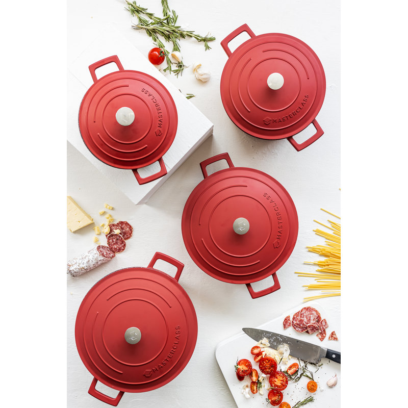 MasterClass Cast Aluminum Shallow Casserole 4L, Red