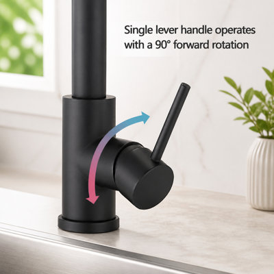 Robinet de cuisine rétractable en acier inoxydable durable avec pulvérisateur, finition noire matte pour un nettoyage facile et une conception moderne
