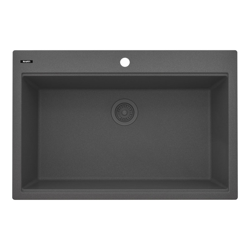 33'' L Drop-In Double Bowl Granite Kitchen Sink, Urban Gray