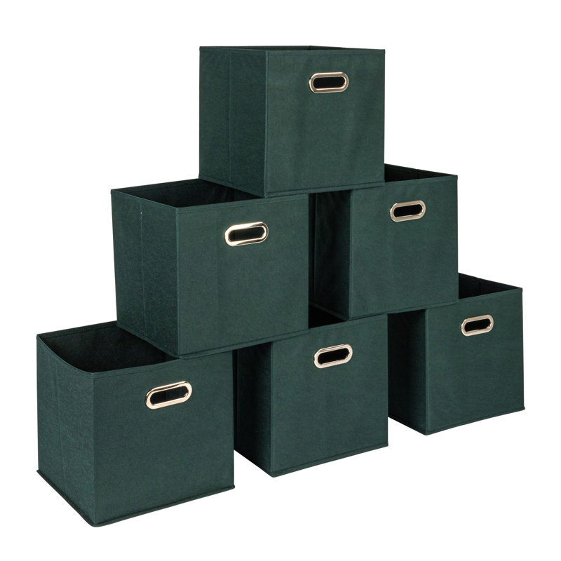 Bacs de rangement ouverts en tissu, Vert foncé