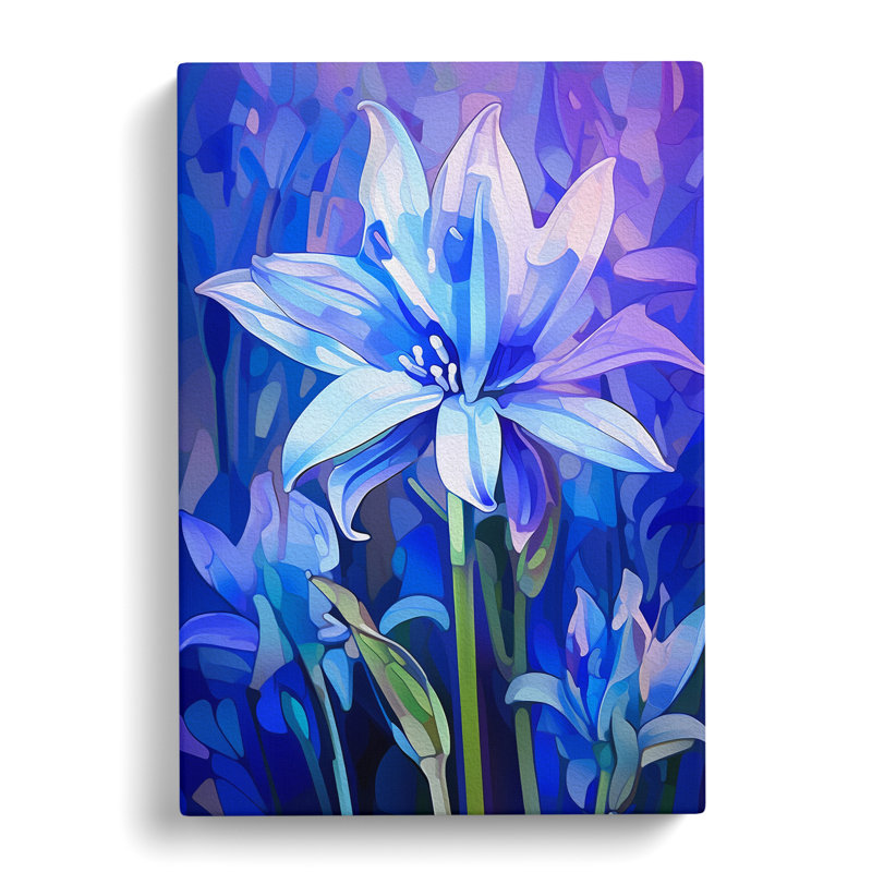 Bluebell Flower Futurism - Wrapped Canvas, 60cm H x 40cm W x 3cm D