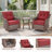 Circlarmino 7-Piece Outdoor Wicker Patio Conversation Set With Square Metal Fire Pit, Swivel Gliders, Ottomans And Side Table For Patio-1177895540