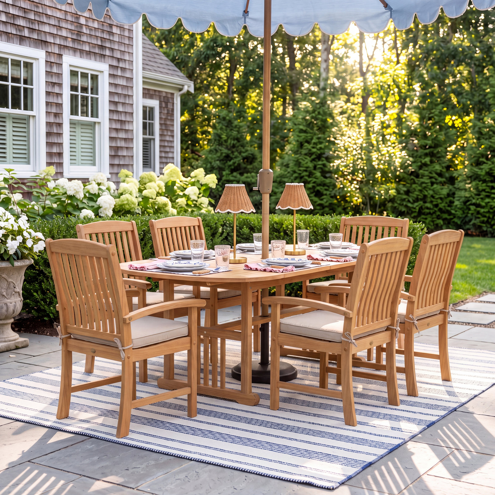 Summerton 85" Teak Patio Dining Set, Beige