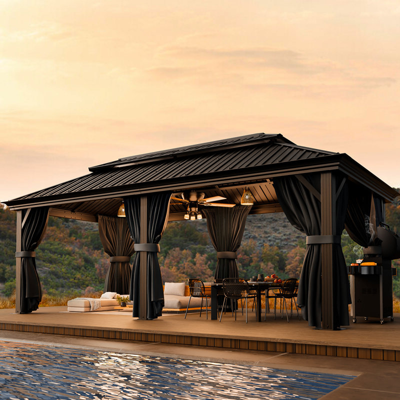 12 ft. X 20 ft. Metal Canopy, Black