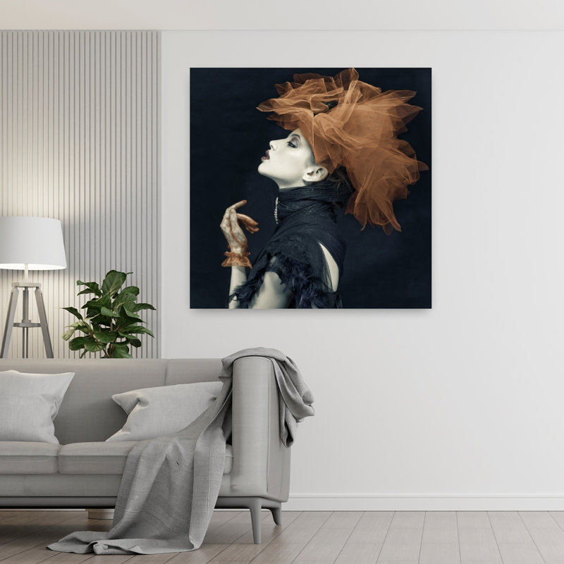 Dramatic Fashion Portrait Dramatic Elegant Contemporary Portrait Wall Art Print 1 Piece Wrapped Canvas Wall Art