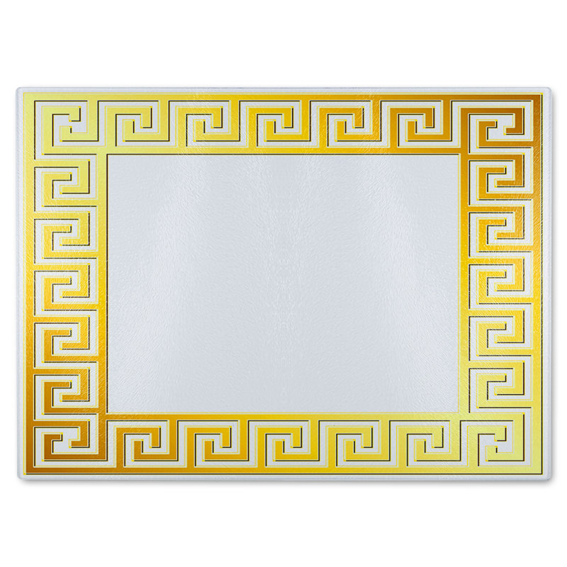Greek Ornamental Frame Glass Chopping Board, 28cm L x 20cm W