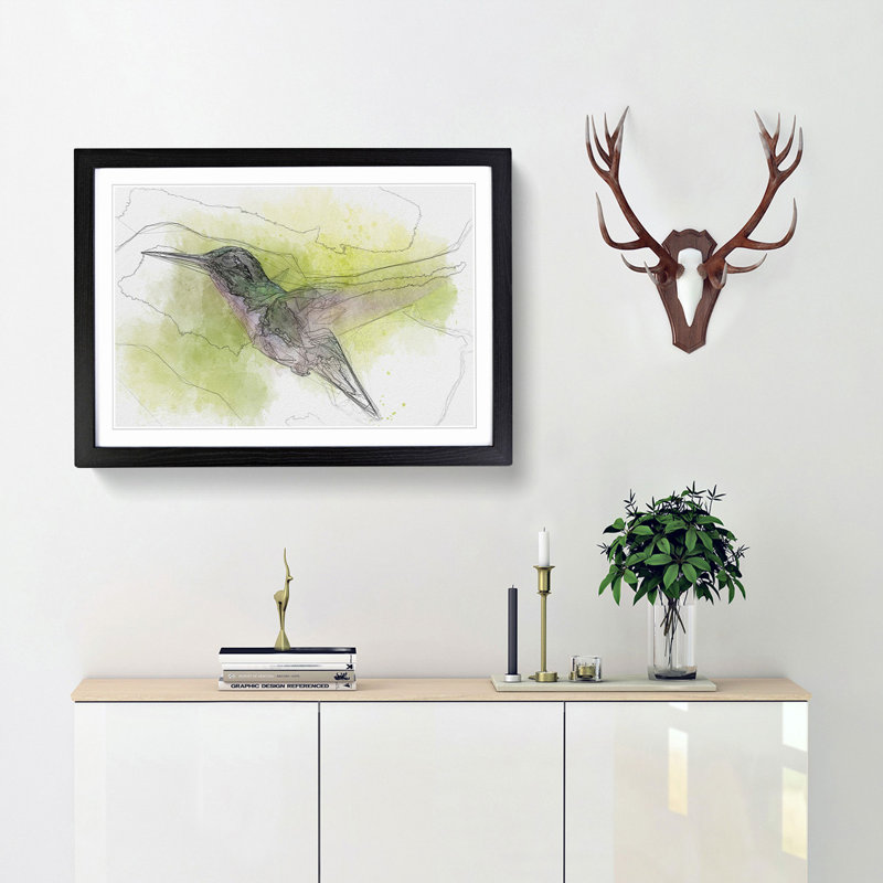 Hummingbird in Costa Rica in Abstract - Framed Print, 50cm H x 76cm W x 2cm D, Black