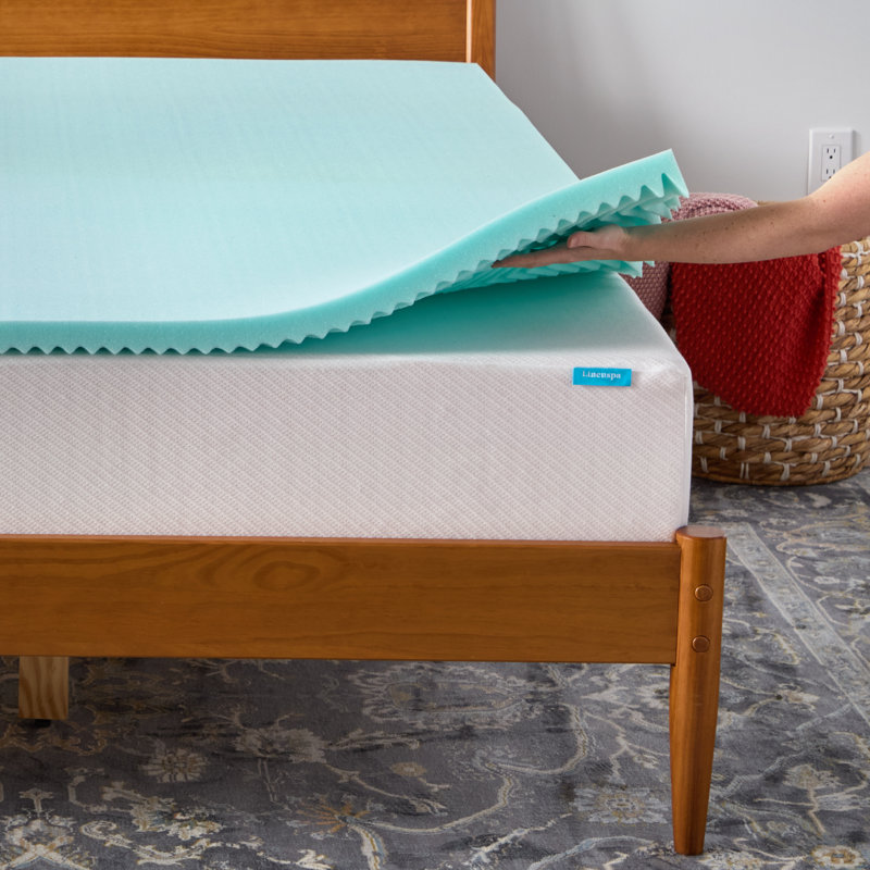 Linenspa 2" 7-Zone Cooling Gel and Green Tea Memory Foam Mattress Topper - Full, 2, Full / Double