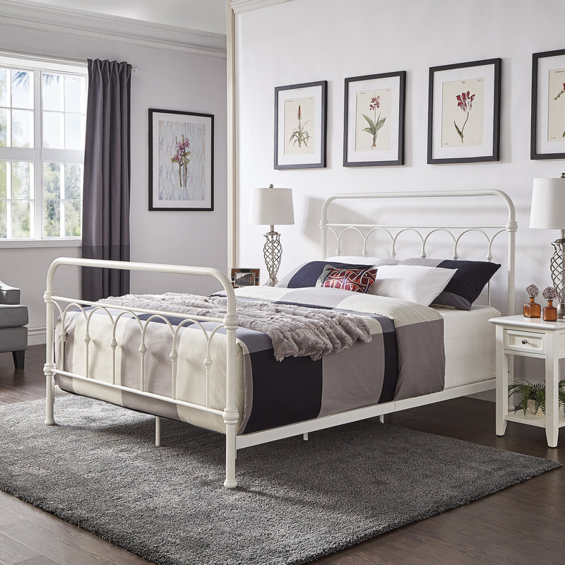 Copake Open-Frame Bed, Queen, Distressed Antique White