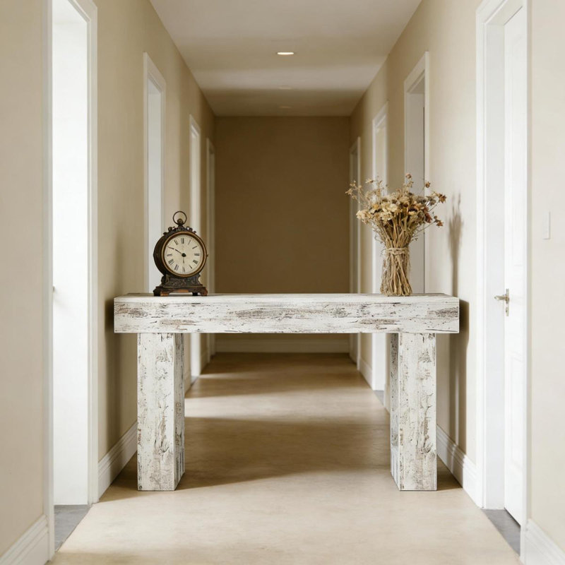 Meuble télé stable, console élégante, table d'appoint en bois, Blanc / Gris