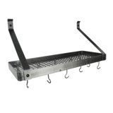 Gourmet Handcrafted Flared Arm Deep Bookshelf Wall Mounted Pot Rack