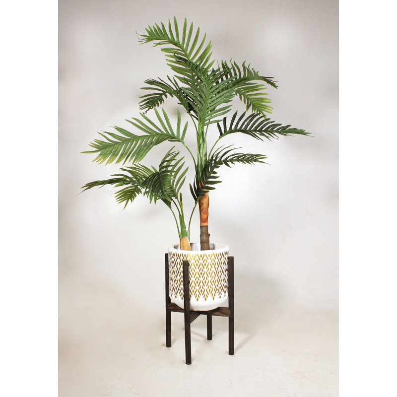 Pot à fleurs en argile Ahmina, Golden White/Ebony