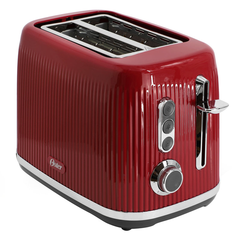 Retro 2 Slice Toaster with Extra Wide Slots in Burgundy, Red