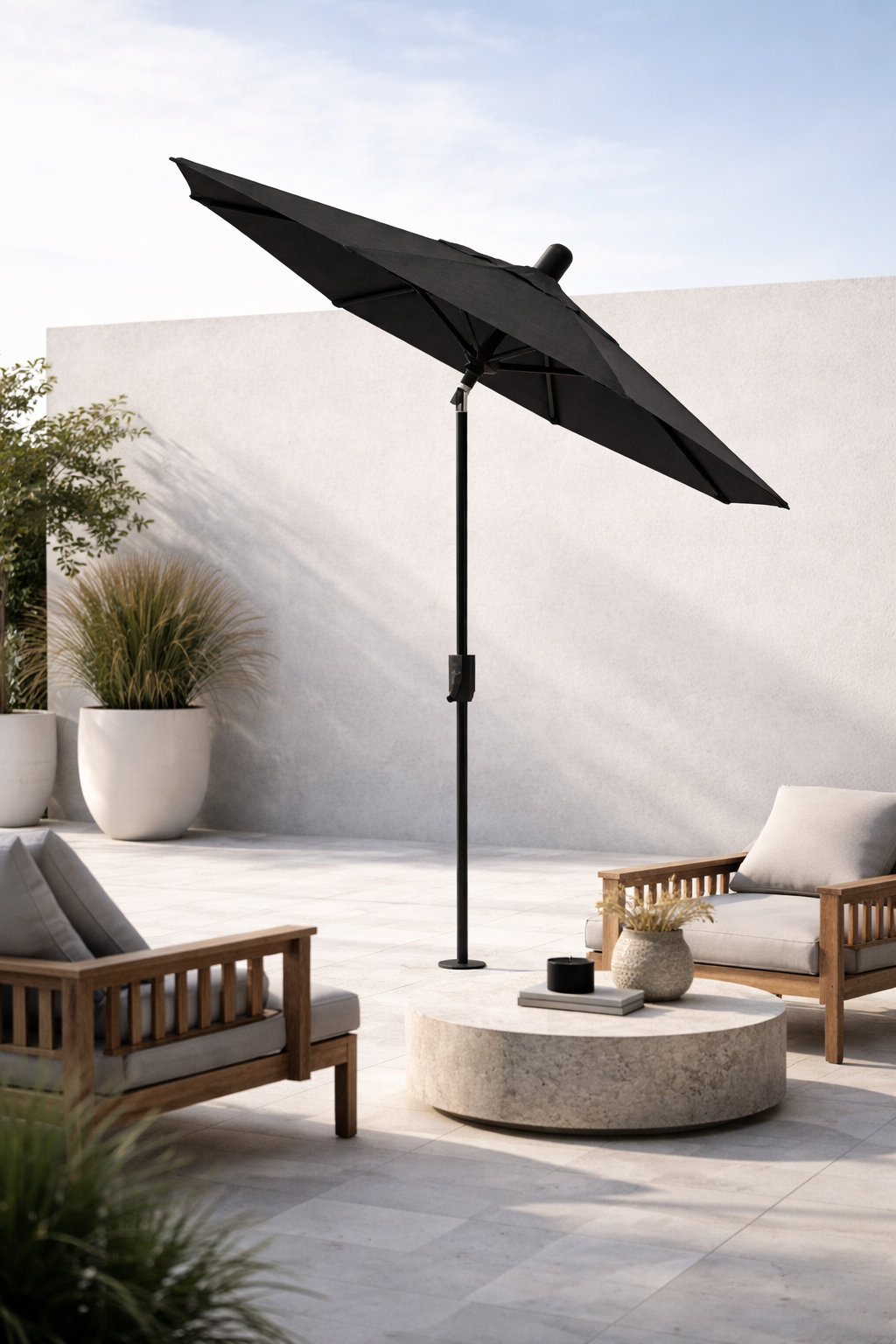 Natalie 6.2' Umbrella, Antique Bronze, Black