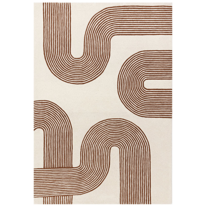 Burnest Wool Hand Woven Cream/Orange Area Rug, Rectangle 200 x 300cm