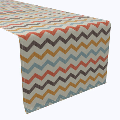 Table Runner, 100% Cotton, 16X72", Chevron Illustration