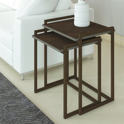 Addiline 2 Piece Metal Legs Nesting Table Set