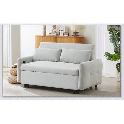 Convertible 2-Seat Loveseat Sofa Bed with Pillows and USB Ports for Modern Comfort and Convenience