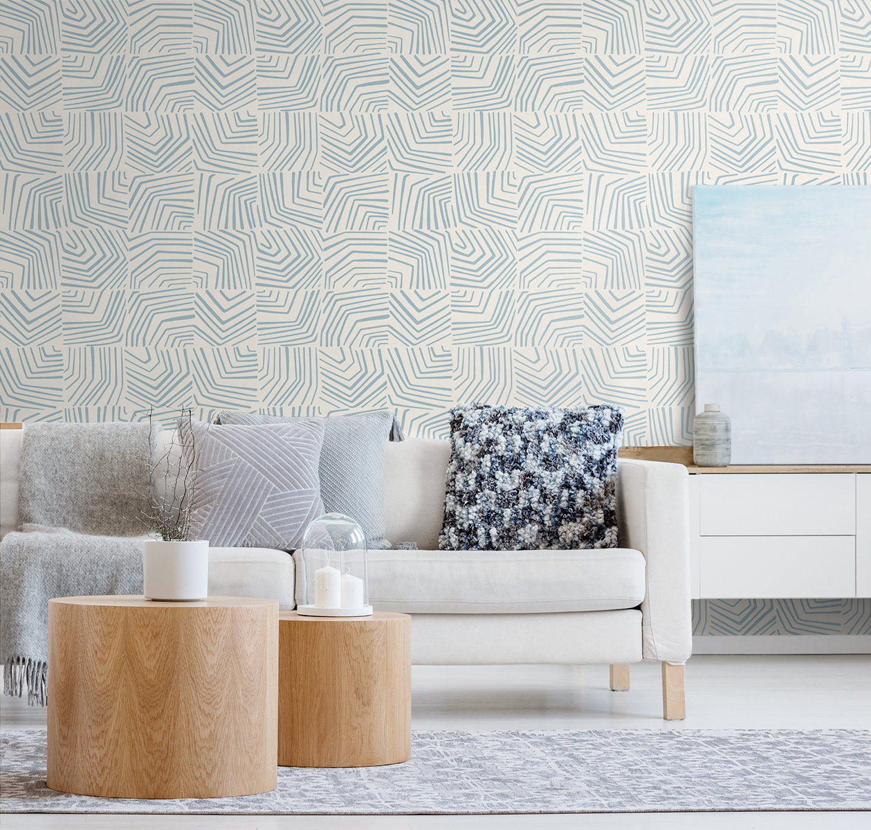 Contra Costa Abstract Wallpaper, Sky Blue