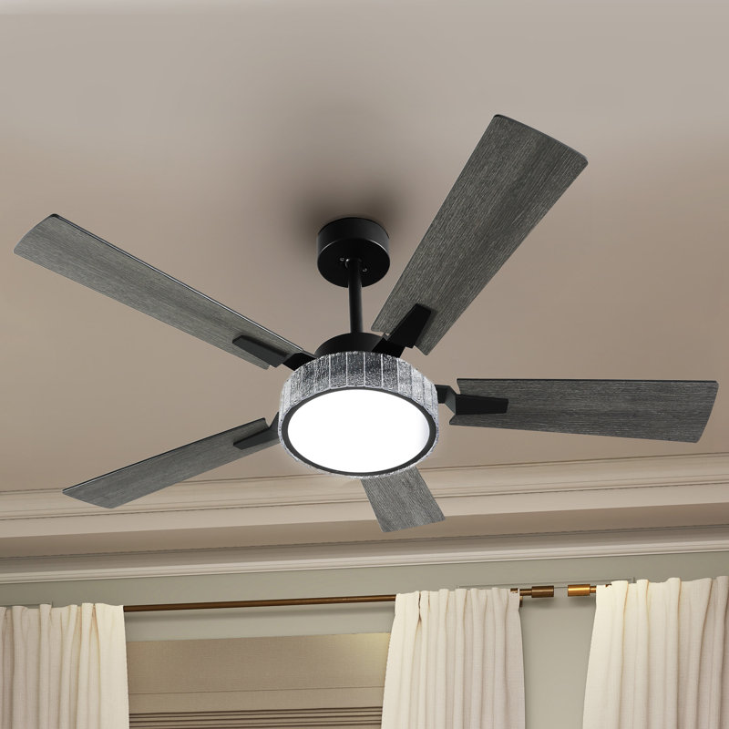 52'' Modern Chandelier Ceiling Fan With Lights And Remote/App, Crystal Style, Black, Black