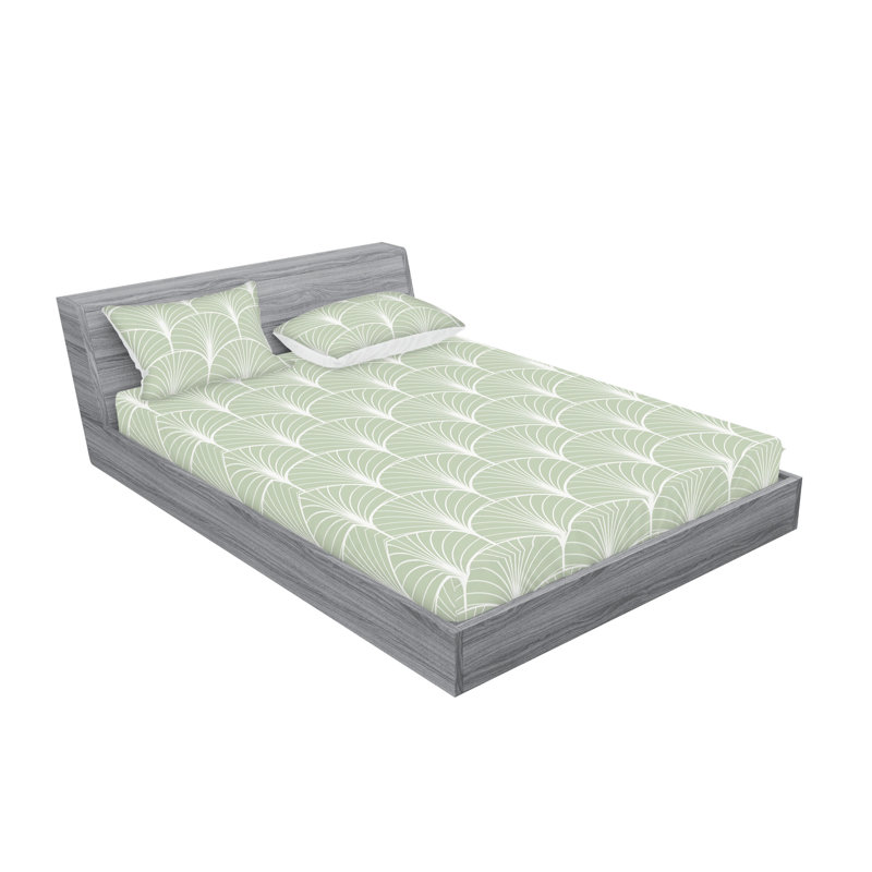  Ensemble de draps en microfibre Floral, Ensemble de draps pour très grand lit avec 2 taie, Vert pâle