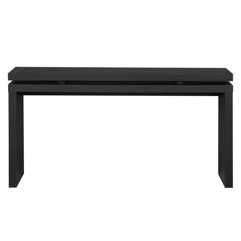 Table console double plateau en bois noir de 60 pouces