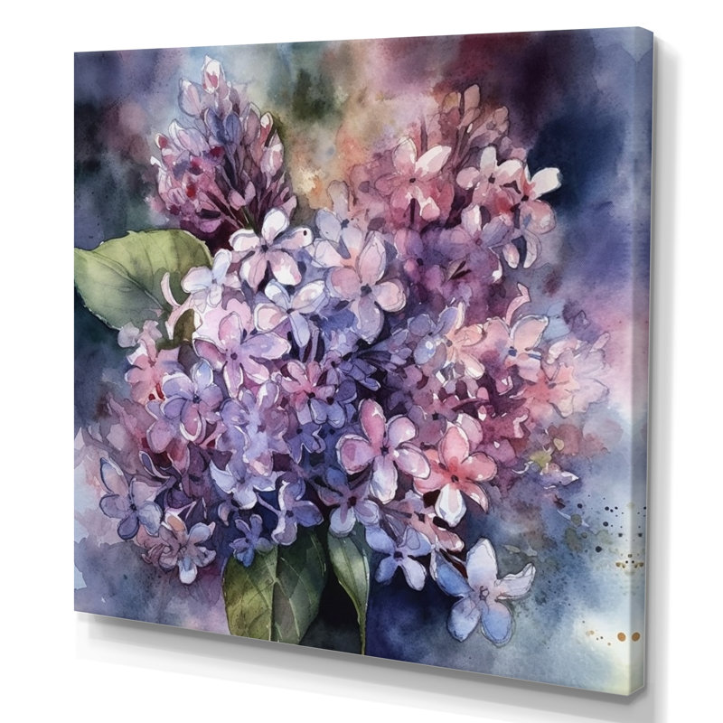 Mauve, vert, lilas III sur toile, H 16 po x l 16 po x P 1 po, Toile tendue